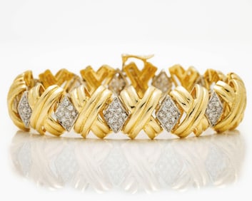 14k Yellow Gold Natural Diamond Tennis Bracelet