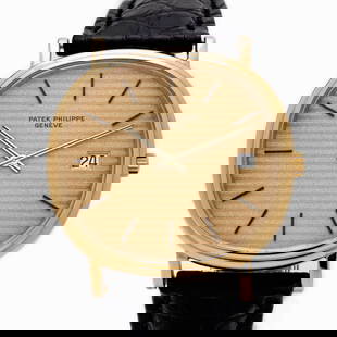 Patek Philippe 3839 18kt Jumbo Ellipse Watch: Patek Philippe Jumbo Ellipse 3839 - 18kt Yellow Gold - Cal. 28-255C - Rare Dial A very fine and rare Patek Philippe Jumbo Ellipse, featuring an extraordinary striped gold dial. This example is among t