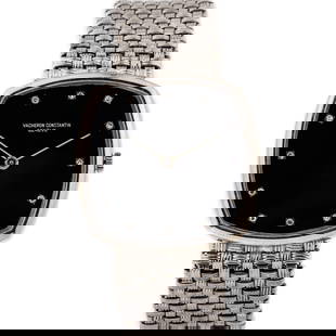 Vacheron Constantin 7391 18k White Gold Wristwatch: Vacheron Constantin Historiques 7391 - 18kt White Gold - Factory Diamond Dial - Basket Weave Bracelet - Circa 1970s A very fine vintage Vacheron & Constantin wristwatch featuring a solid 18kt whit