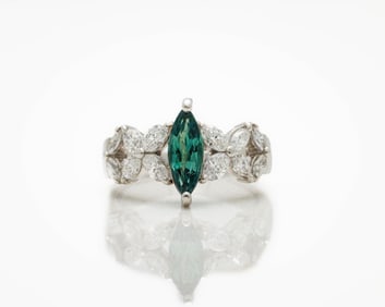 Platinum GIA Natural Alexandrite Diamond Ring