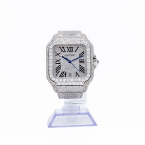 Cartier Santos 40mm 4072 Full Pave Diamond Watch