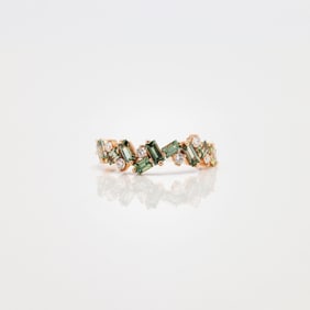 14kt Rose Gold Natural Teal Sapphire Diamond Ring