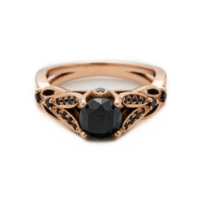14kt Rose1.20 ctw Black Diamond Engagement Ring