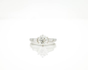 Antique Platinum GIA Certified Round Diamond Ring