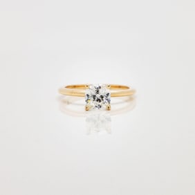 14KT YG 1.03 Carat Cushion Diamond Engagement Ring