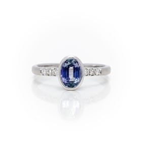 14kt White Gold Unheated Tanzanite Diamond Ring