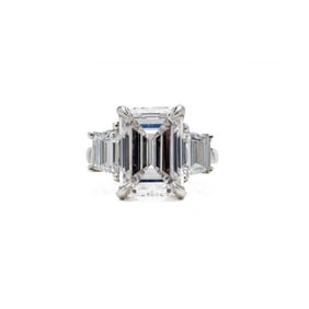 Platinum 3 Stone 8.58 ctw Emerald Cut Diamond Ring