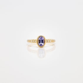14kt Gold Natural Unheated Tanzanite Diamond Ring