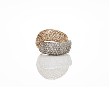 Vintage 14kt Two Tone Pave Set Bypass Diamond Ring