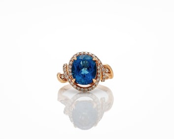 Le Vian 14K Rose Gold Dark Blue Topaz Diamond Ring