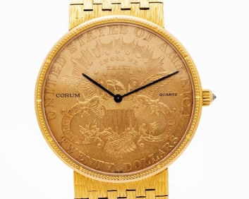 Corum 18kt Yellow Gold 1902 $20 Coin Quartz Watch