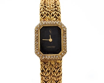 Concord 18kt Yellow Gold Pave Diamond Bezel Watch