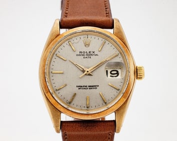 Men's Vintage Rolex Auto Date 1500 14KT Gold Watch