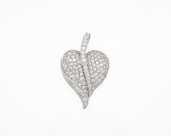 18kt White Gold 2.4ct Pave Diamond Heart Pendant