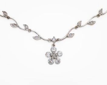 18kt White Gold Natural Diamond Tennis Necklace