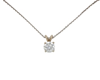 14kt White Gold Solitaire Diamond Necklace Pendant