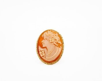Art Deco 14kt Yellow Gold Cameo Shell Ring