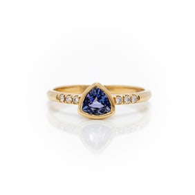 14kt Gold Natural Unheated Tanzanite Diamond Ring