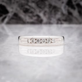 Platinum 4.6mm 6 Diamond Channel Set Wedding Band