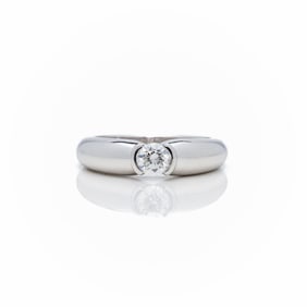 Cartier 18k WG Round Bezel Diamond Solitaire Ring