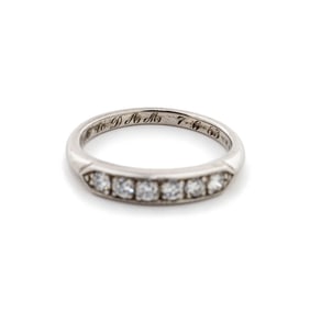 Vintage Palladium 6 Stone Diamond Wedding Band