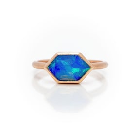 14kt Gold Custom Lozenge Cut Ethiopian Opal Ring