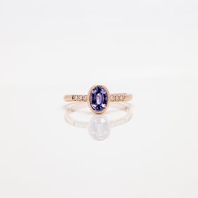 14kt Gold Natural Unheated Tanzanite Diamond Ring