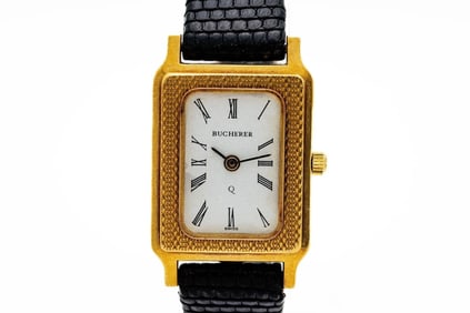 Vintage Bucherer 8460 18K Yellow Gold Quartz Watch
