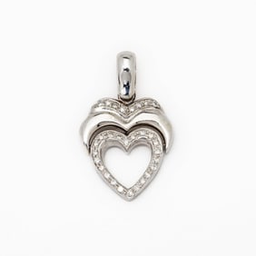 14kt White Gold Natural Diamond Open Heart Pendant