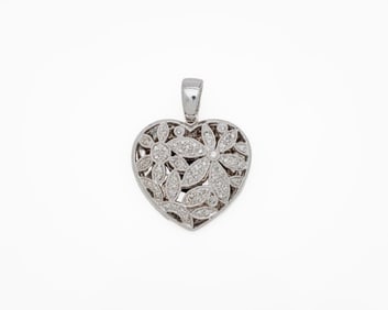 14kt White Gold Diamond Heart Pendant Locket