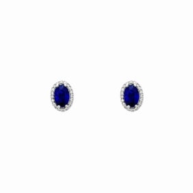 14kt Gold Natural Sapphire Halo Diamond Earrings
