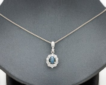 Platinum Cats Eye Chrysoberyl Diamond Halo Pendant