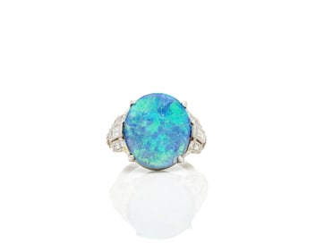 Antique J.E. Caldwell 18kt Gold Opal Diamond Ring