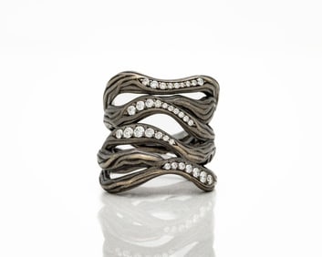 Antonini 18kt Black Gold Diamond Vulcano Ring