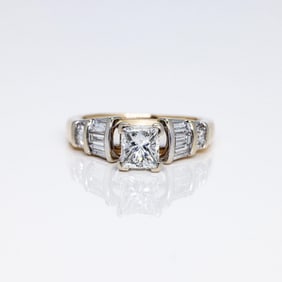 14kt Gold Natural Princess Diamond Engagement Ring