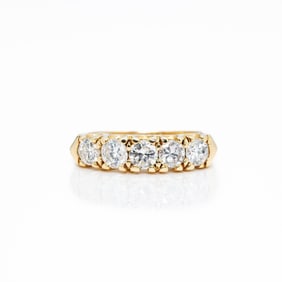 Vintage 14kt 5 Stone Diamond Anniversary Ring Band