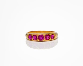 Vintage Yellow Gold Natural Ruby Band Ring