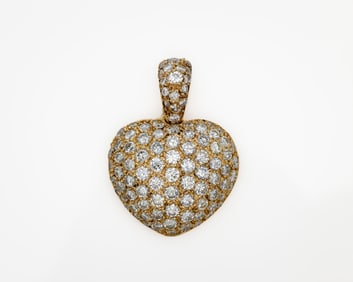 14K Yellow Gold 3ctw Natural Diamond Heart Pendant