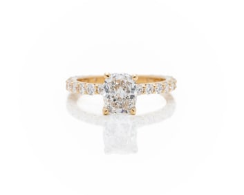 14 Yellow Gold Cushion Diamond Engagement Ring