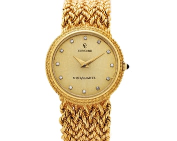 Concord Nine 18kt Gold Factory Diamond Dial Watch
