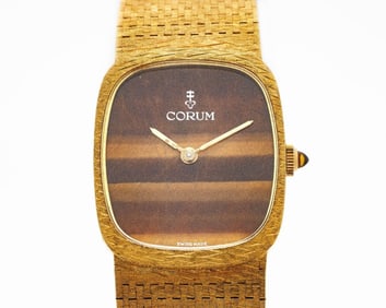 Corum 18kt Yellow Gold Tiger Eye Dial Watch