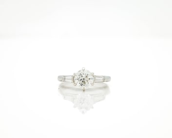 Antique Platinum GIA Certified Round Diamond Ring