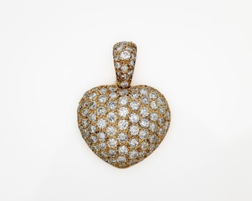 14K Yellow Gold 3ctw Natural Diamond Heart Pendant