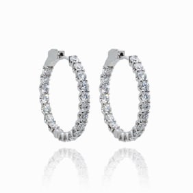 14kt Gold 4.00 Ctw Damond Inside Out Hoop Earrings
