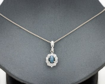 Platinum Cats Eye Chrysoberyl Diamond Halo Pendant