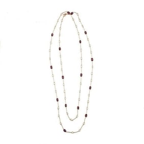 Antique 9k Rose Gold Opera Length Station Necklace