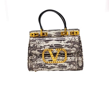 Valentino VLOGO Genuine Python Top Handle Bag