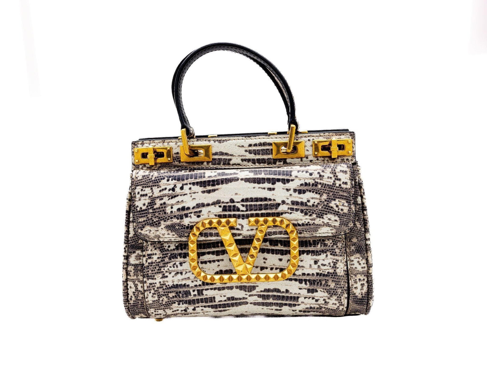 Valentino VLOGO Genuine Python Top Handle Bag: Valentino Garavani VLOGO Signature Top Handle Bag - Genuine Python with Red Leather Interior Discontinued Exotic-Leather Edition · Excellent Condition · 100% Authentic An exceptional and rarely seen