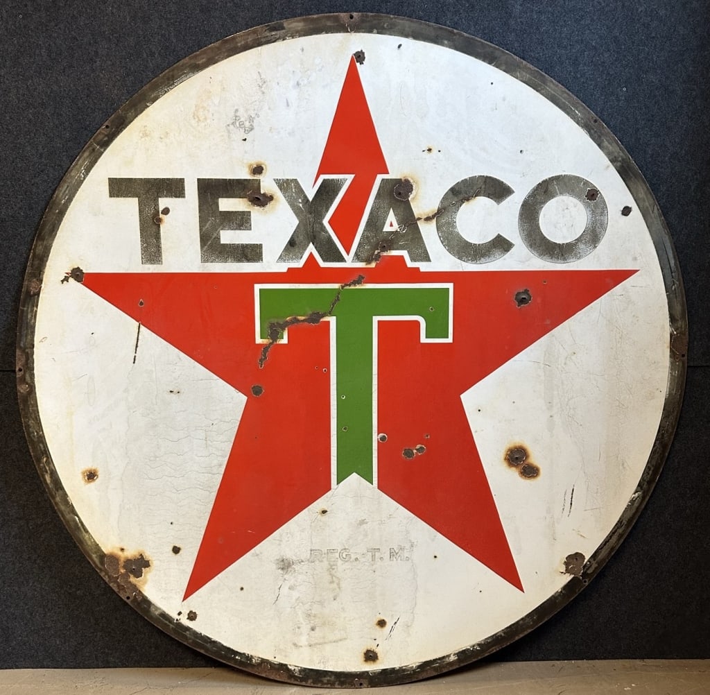 Texaco 1938 Double Sided Porcelain 6' Advertising Sign (1 of 10)