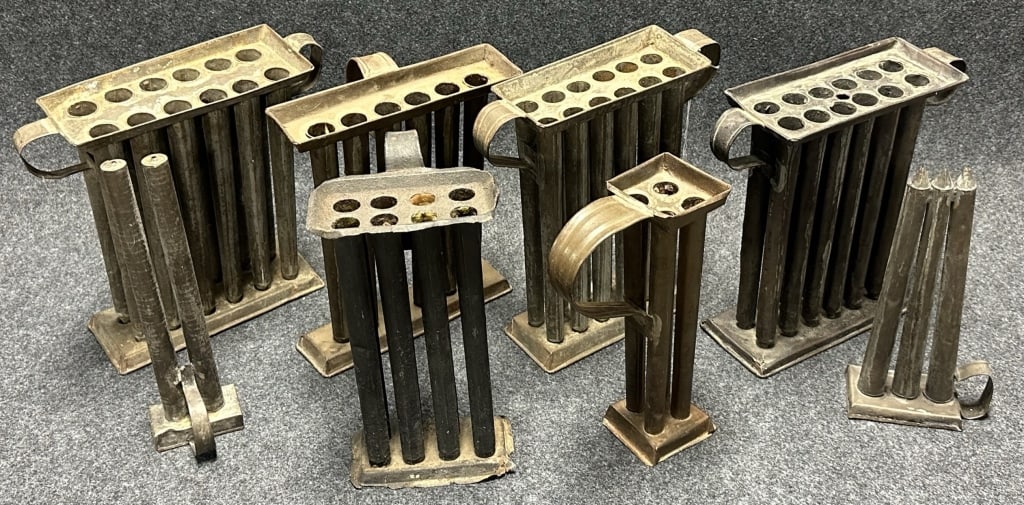 Lot of 8 Mid to Late 1800s Tinsmith Candle Mold (1 of 7)